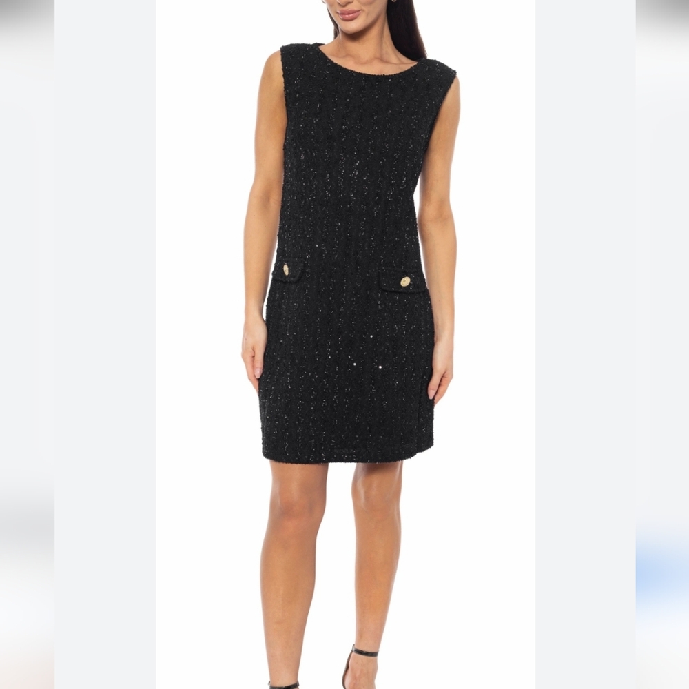NWT Isaac Mizrahi New York Shimmering Little Black Dress Jackie O Style - Picture 4 of 11
